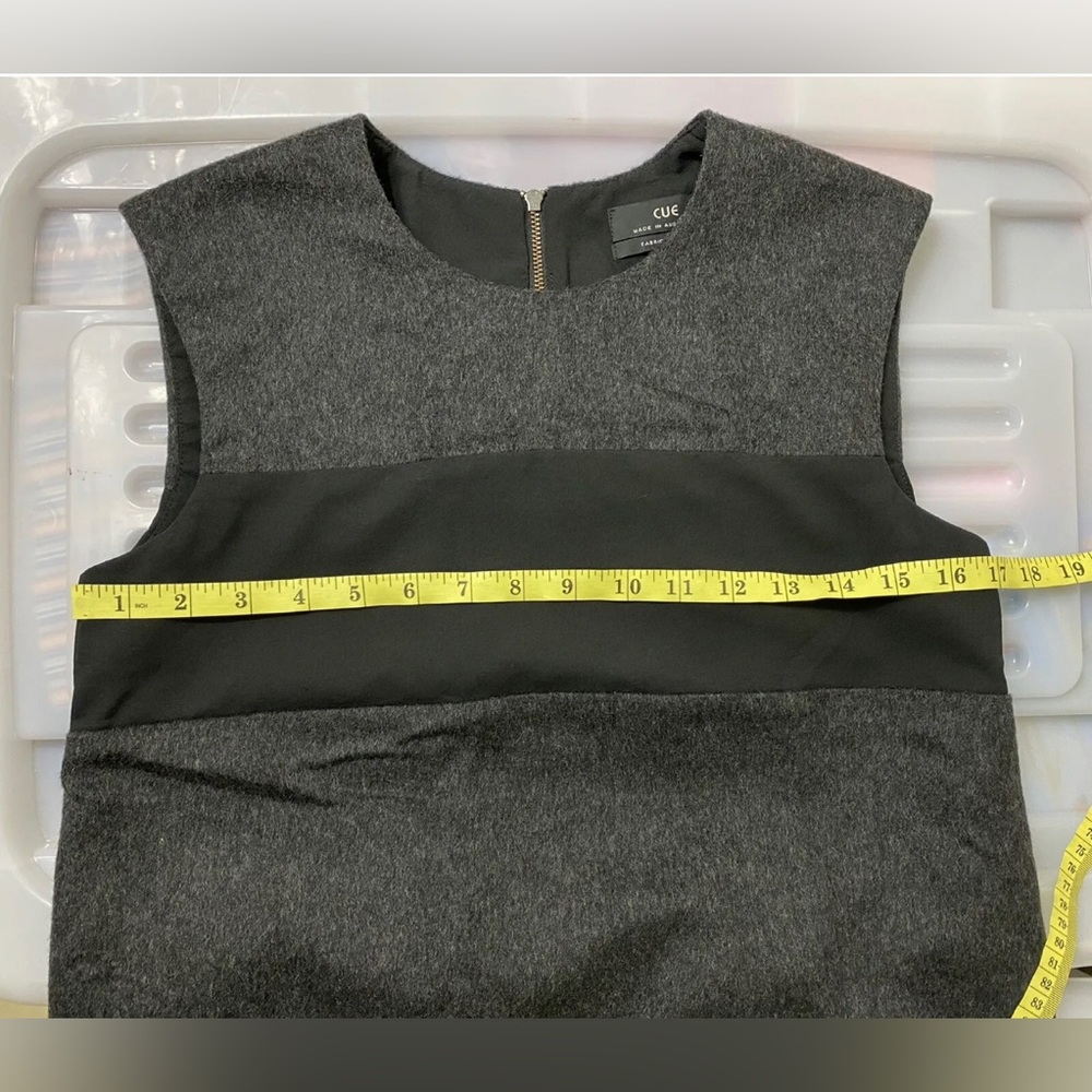 Cue Wool Blend Tank Top Grey & Black Relaxed Box Fit Sleeveless Size 8 to 10 - Picture 6 of 8
